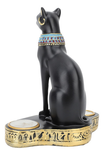 Portavelas Decorativo Con Forma De Gato Egipcio De Resina