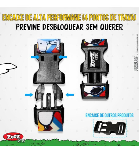 Coleira Peitoral Para Cachorro Pet Snoopy Zigzag Pp