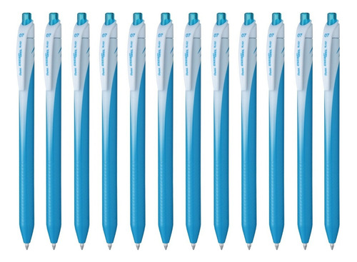 Bolígrafos Retráctiles Pentel Energel Bl437 0.7mm 12 Piezas Color De La Tinta Azul Cielo