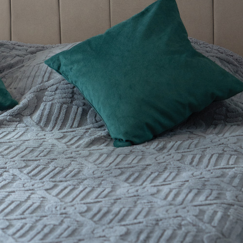 Cubrecama Invierno Amelie Doble Corderito Jacquard King 270x240 Cm Color Gris - Pret