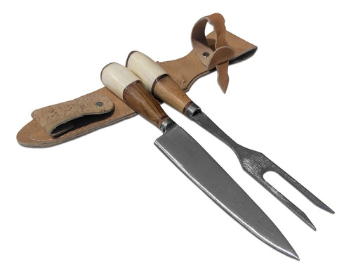 Cuchillo Tenedor Artesanal Con Vaina Calidad 25 Cm Criollo