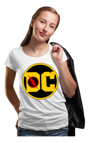 Playera Blanca De Dama Manga Corta De Dc Comics Oferta