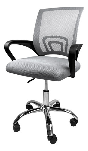 Silla De Oficina T-go Ruedas Giratoria Ergonómica Acolchado Color Gris Material Del Tapizado Mesh