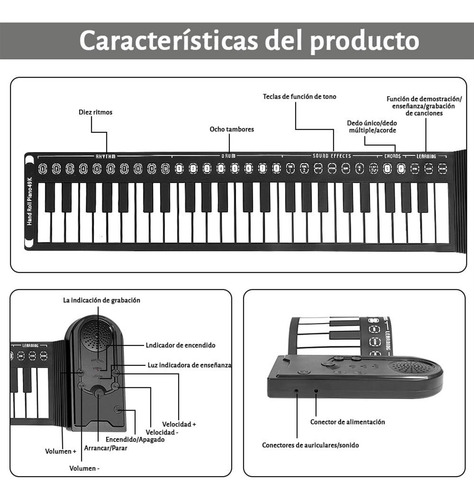 Teclado Musical, Piano Dobrável De 49 Teclas,piano De Viagem