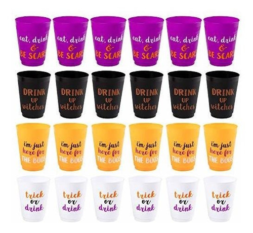 Vasos De Plástico Para Fiestas De Halloween (16 Oz, 4 Colore