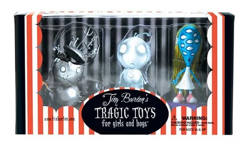 Bonecos Tragic Toys Tim Burton Stain Boy, Robot Boy, The Gir