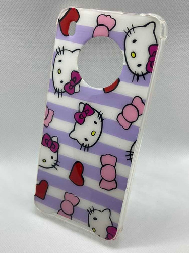 Funda Para Celular De Hello Kitty Fondo Morado Con Blanco Blanco