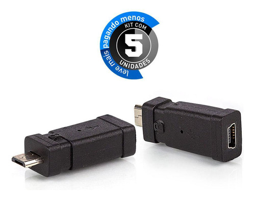 Adaptador Micro Usb Para Mini Usb - Fêmea (kit Com 5)