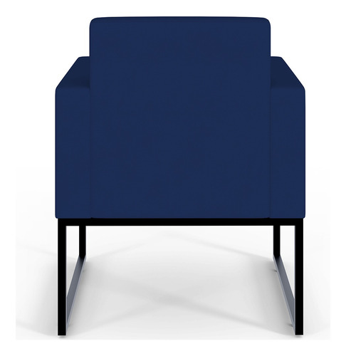 Kit 02 Poltronas Decorativas Sala Recepção Base Fixa Metal Helô L02 Suede Azul Marinho