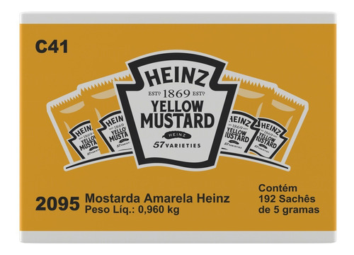 Mostarda Amarela Heinz Caixa 0,960kg 192 Unidades