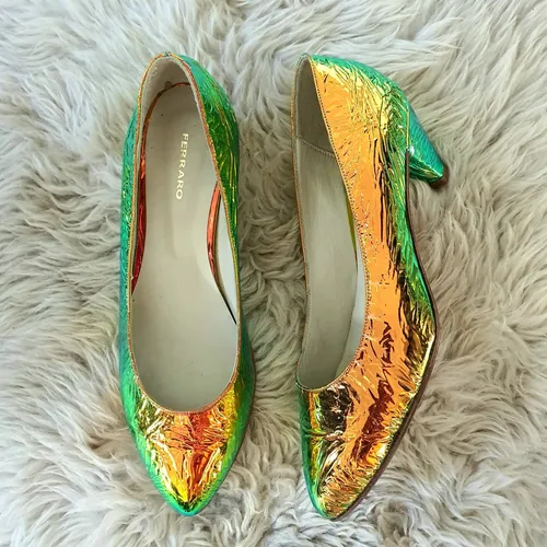 Zapatos 100 Cuero Metalizado Mujer Moda Oto o 2021 Ferraro
