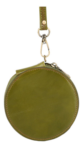 Minicartera De Piel Verde, Monedero Vintage, Con Cremallera