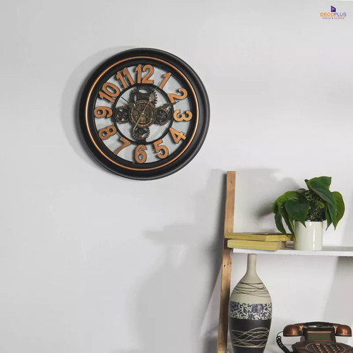 Reloj Pared Balanza Industrial Europeo Silencioso Rondon Marrón Oscuro Vintage Analógico