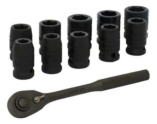 Juego De Dados De Impacto 1/2'' Con Matraca Urrea® En Mm