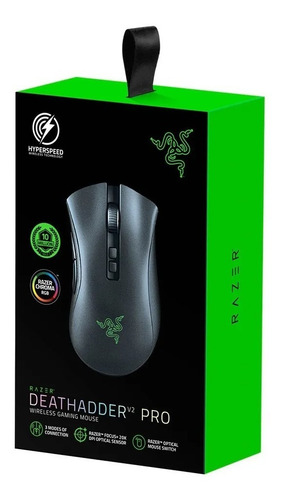 Mouse gamer de juego inalámbrico recargable Razer DeathAdder V2 Pro negro