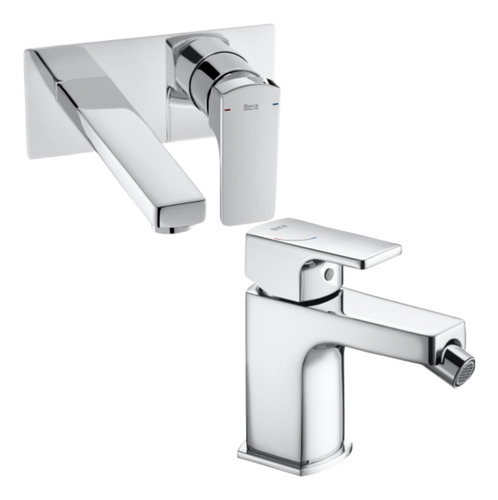 Set Griferia Roca Escuadra Lavat Pared+bidet Monoblock P