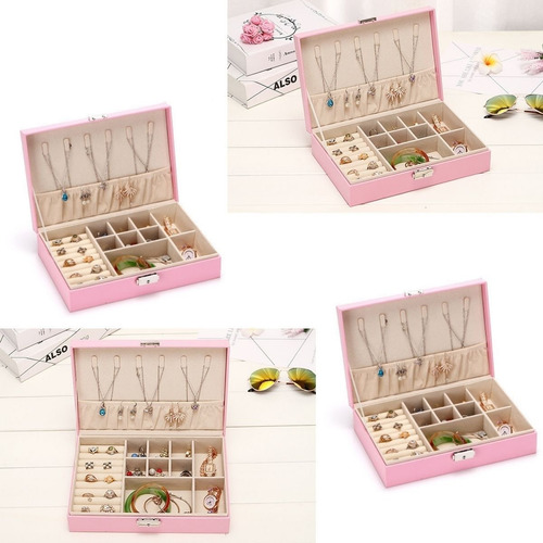 Imagen 4 de 8 de Maletín Joyero Organizador De Joyas Aro Collar Blanco T