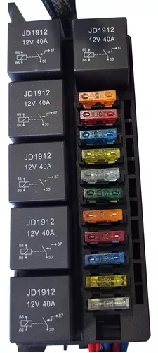  Caja de fusibles de relé de 12 V, caja de relé precableada de  12 V, automotriz con 5 relés de 5 pines, 1 relé de 4 pines, fusible de hoja  ATC/ATO