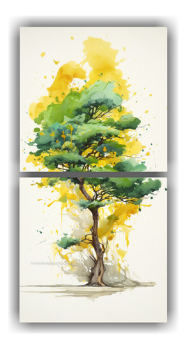 80x40cm Conjunto 2 Telas Sensibilidad Artística Árbol De E