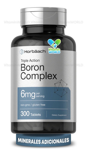 Horbaach Complejo De Boro De 6 Mg 300 Tabletas Sabor Sin Sabor