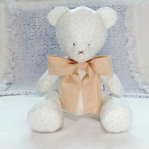 Imagem 8 de 10 de Urso Ursinho De Pelúcia Veludo Triângulos Menta 30cm