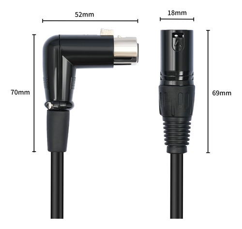 Para Cable Xlr, Ángulo Recto, Conector Hembra A Macho,