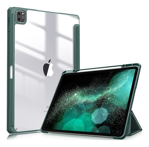 Protector Case Funda Smart Cover Portapencil iPad Air 4/5 Ge Color Verde Oscuro