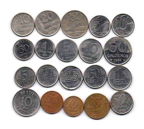 Brasil Lote De 20 Monedas Diferentes, Varias Epocas