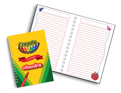 Libreta Personalizada Dia Del Maestro Media Carta Profesor Crayola Maestra Sin Personalizar