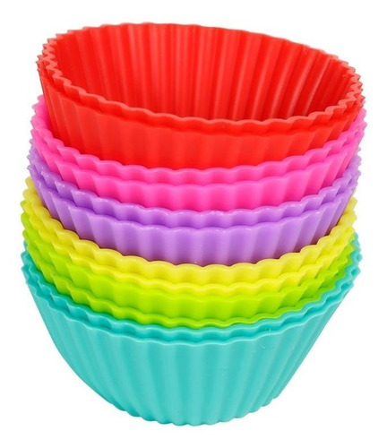 Moldes Silicona Cupcake Muffins X12 Unidades Goma Reposteria, Color Unico