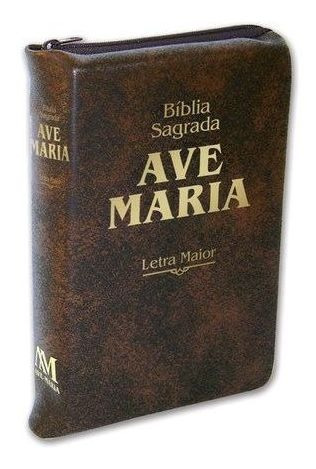 Bíblia Sagrada Letra Maior Zíper Marrom Ave Maria