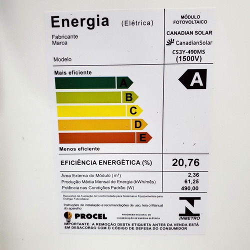 Imagem 4 de 6 de Placa Solar Painel Modulo Fotovoltaico 490w Canadian Solar