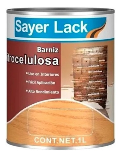 Barniz Entintado Roble 1 Litro Laca Color Sayer Lt-0120.30 Acabado Brillante