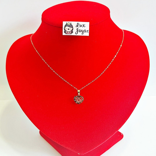 Imagen 4 de 7 de Cadena De Eslabones Oro 18k Colgante Corazón Enredado 18k