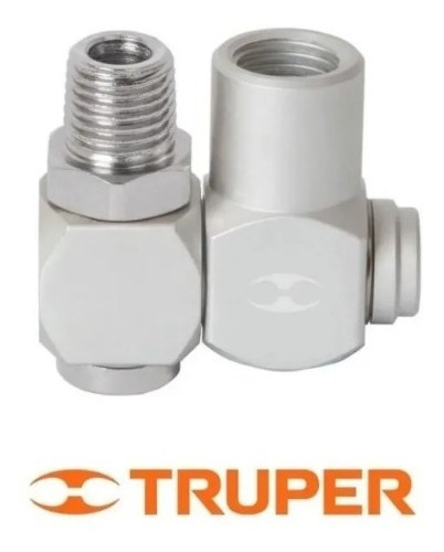 Imagen 2 de 8 de Conector Destorcedor De Manguera Aluminio 1/4 Pulgada Truper