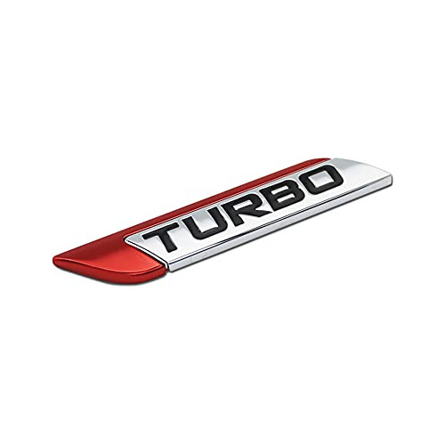 Emblema De Metal 3d Turbo Rojo - Insignia Adhesiva Alet...