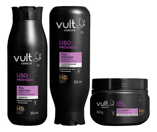 Kit Shampoo Condicionador Máscara Capilar Liso Profundo Vult