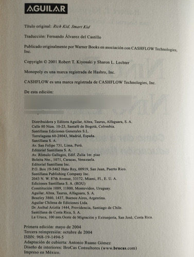 Niño Rico Niño Listo Robert T Kiyosaki Libro P (Usado)