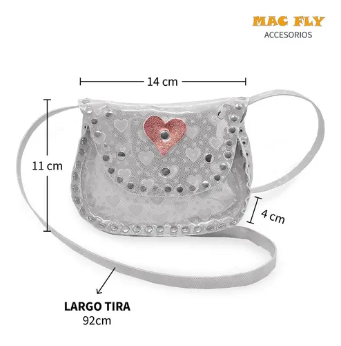 Cartera Bandolera Niña Nena Cuero Ecológico Diseño Corazones