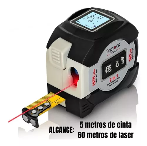 Flexómetro Laser - Cinta Métrica 2 En 1 Recargable Con Usb