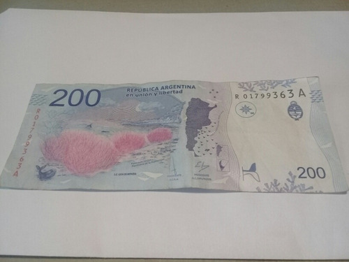 Billete 200 Pesos Reposición Ballena Circulado Bueno Serie A (Usado)