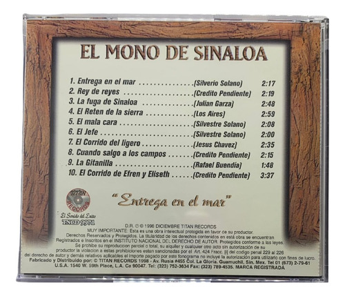 Disco Original De El Mono De Sinaloa Entrega En El Mar