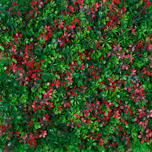Follaje Cesped Artificial Flor Roja Sintetico 50x50cm 10 Pz