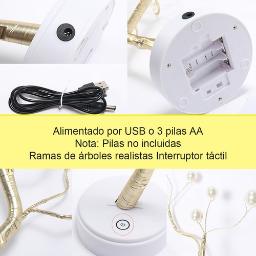 Lámpara De Mesa Con Decoración Artificial De Árbol Bonsái, 3