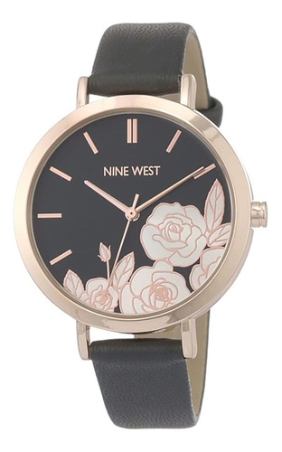 Reloj Mujer Nine West Nw-2680flbk Cuarzo Pulso Negro En
