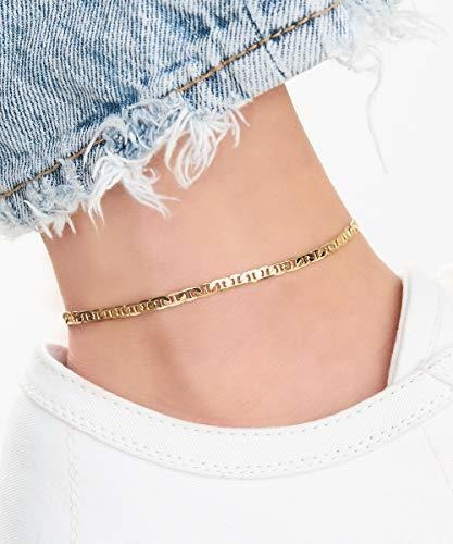 Imagen 3 de 8 de De Oro Para El Tobillo Para Mujer Flat Mariner Anklet | Tobi