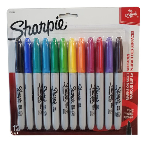 Marcadores Sharpie Punto Fino 12pz Multicolor Permanente *sk