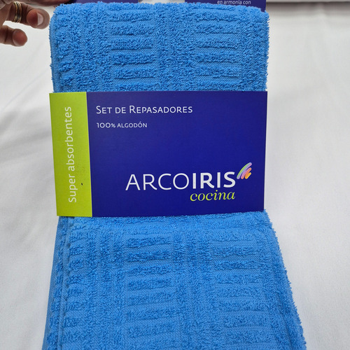 Pack X 2 Repasadores Arcoiris 100% Alg 44x70cm Maku Celeste