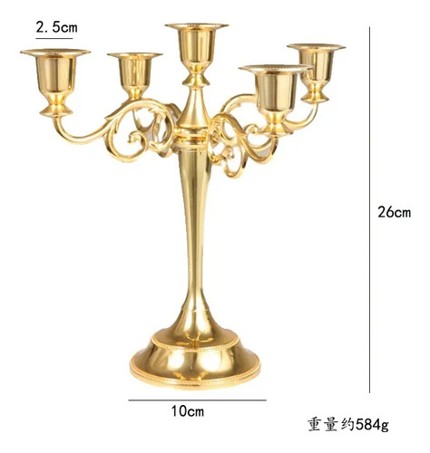 Antiguo Candelabro Europeo De Bronce De Cinco Cabezas