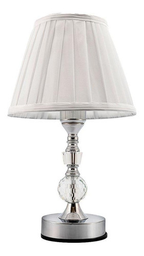 Abajur Toque Cristal Mesa Cabeceira Cúpula Branca 35cm 311